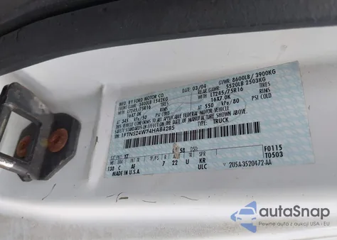 2004 Ford E-250 Commercial/Recreational from USA, damaged, VIN 1FTNS24W74HA84285